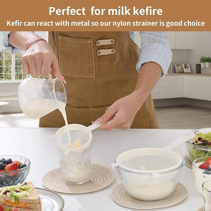 Luckyiren Kefir Strainer Set, 2-Size Plastic Non-Metal Sieve - Image 4