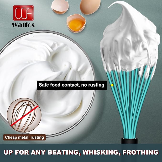 Walfos Silicone whisk, Whisks for Cooking Non Scratch, BPA Free whisk set of 4 - Image 4