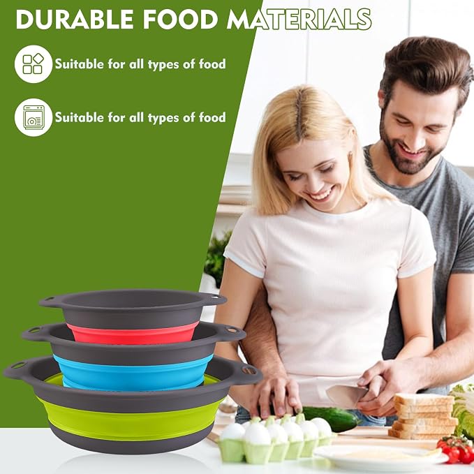 Silicone Colander Collapsible Strainers Set - Image 6