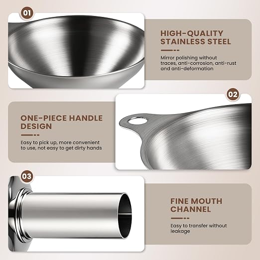 Supercenter Kitchen Funnel, Stainless Steel Mini Funnel, - Image 3