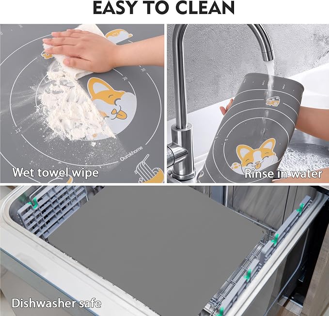 Ourokhome Silicone Baking Mat Sheet and Pastry Dough Cutter, 0.5 Inch Thick 28" - Image 5