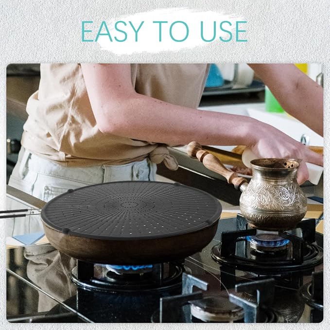 ABOOFAN 1pc Splatter Screen for 10-12'' Frying Pan, Silicone Splatter Guard - Image 8