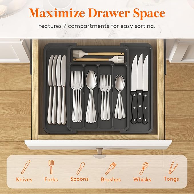 Lifewit Silverware Drawer Organizer, Expandable Utensil Tray - Image 5