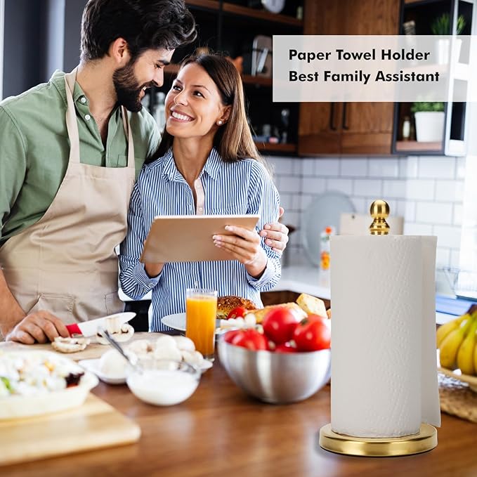 Gold Paper Towel Holder Countertop, Standing Paper Towel Roll Holder - Image 5