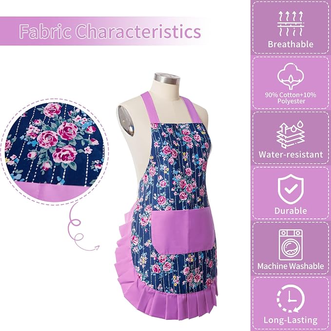 Vintage Floral Apron for Women - Image 8