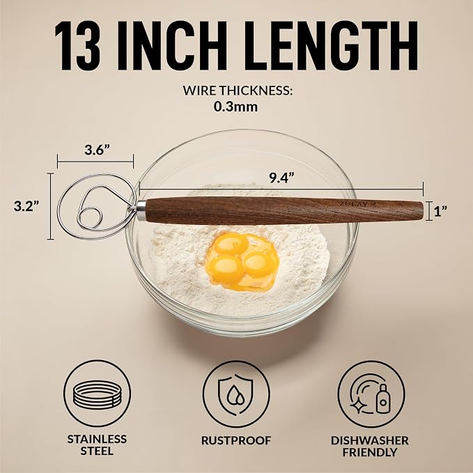 Zulay Kitchen 13 Inch Danish Dough Whisk - Image 2