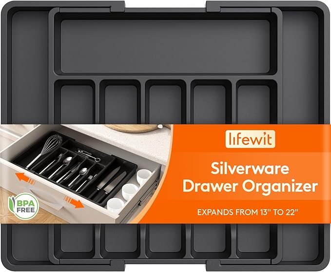 Lifewit Silverware Drawer Organizer, Expandable Utensil Tray by Lifewit