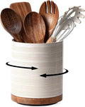 Utensil Holder, 360° Rotating Extra Large Ceramic Kitchen Utensil Holder by MIKIGEY