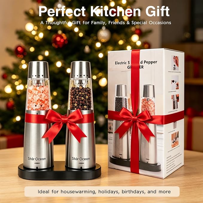 StarOcean Electric Salt and Pepper Grinder Set, Automatic Gravity Grinder - Image 9