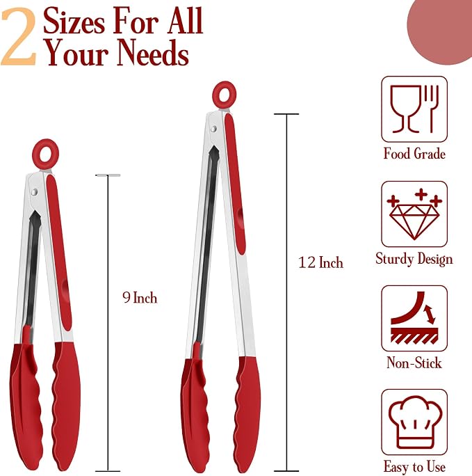 TeamFar Kitchen Tongs, Heat Resistant Silicone Tongs, Locking Design & - Image 2