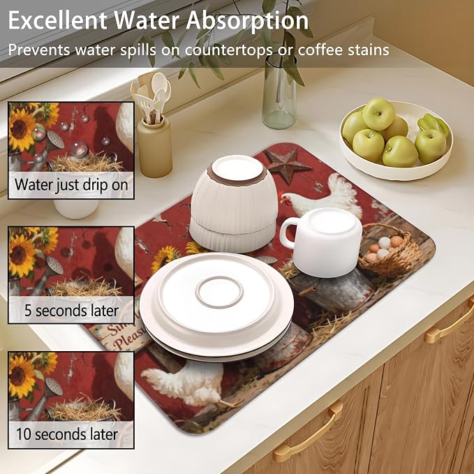 Dish Drying Mat for Kitchen Counter 2 Pack - Image 5
