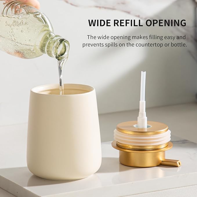 Enra Ceramic Soap Dispenser, 12 oz Hand Lotion Dispenser - Image 2
