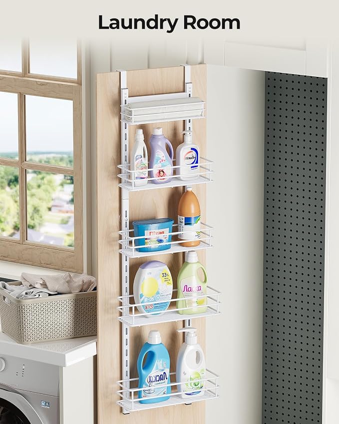Adjustable 5-Tier Over the Door Pantry Organizer, Spice Rack, Narrow Hanging - Image 7