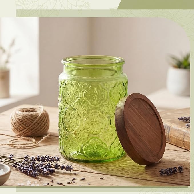 Willinglong 2 Pack 23.7oz Colored Vintage Glass Storage Jars - Image 2