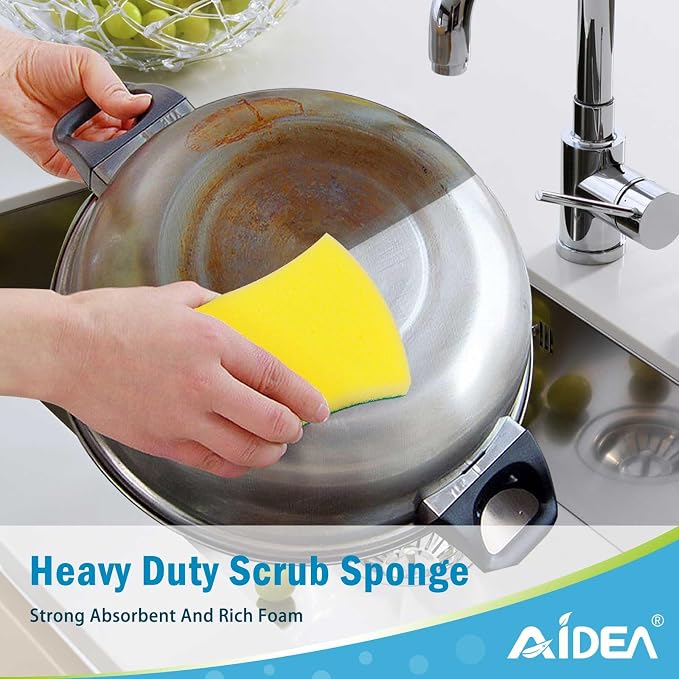 AIDEA Sponges Kitchen, 24 Pack Heavy Duty Dish Sponge, Cleaning Dish Scrubber - Image 6