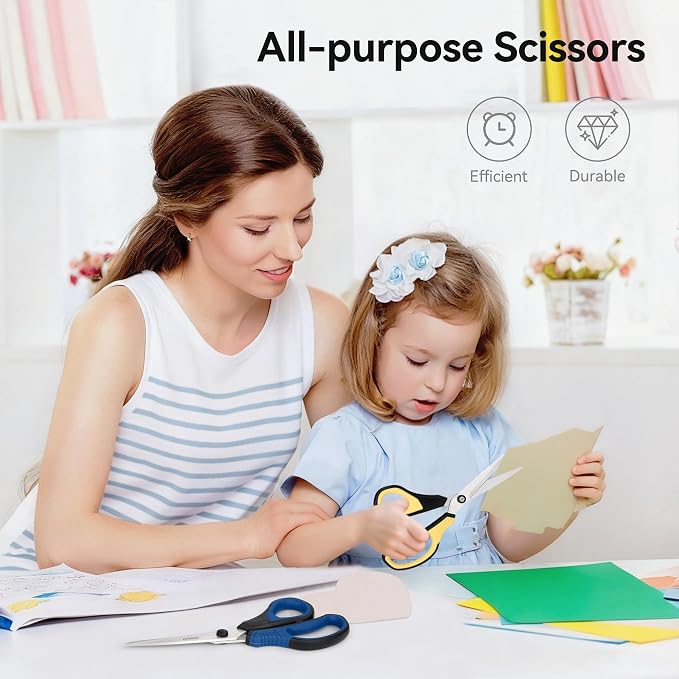 QMVESS 8.5" Scissors All Purpose 3 Pack, Ultra Sharp 2.5mm Thick Blade Scissors - Image 6