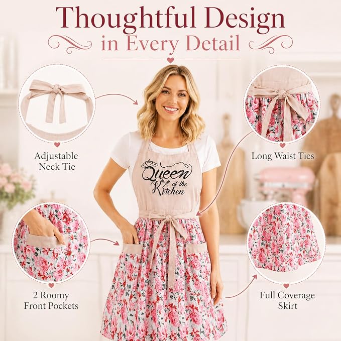 Cute Floral Aprons for Women - Image 4