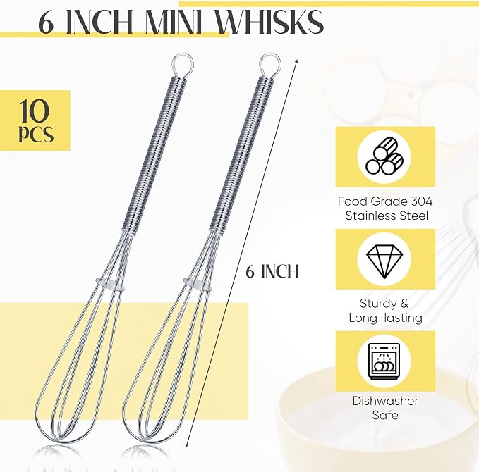 Baderke 10 Pcs Mini Whisk Bulk Small Whisks - Image 3