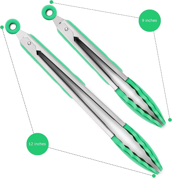 2 Pack Silicone Kitchen Tongs – 9" & 12" Set, Heat Resistant up to 500°F - Image 4