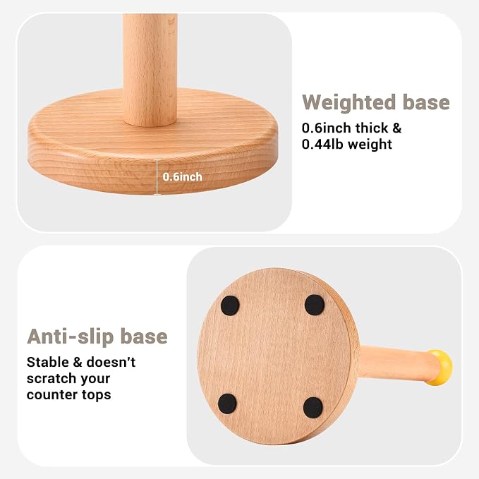Paper Towel Holder, Wooden Kitchen Roll Stand - Image 4