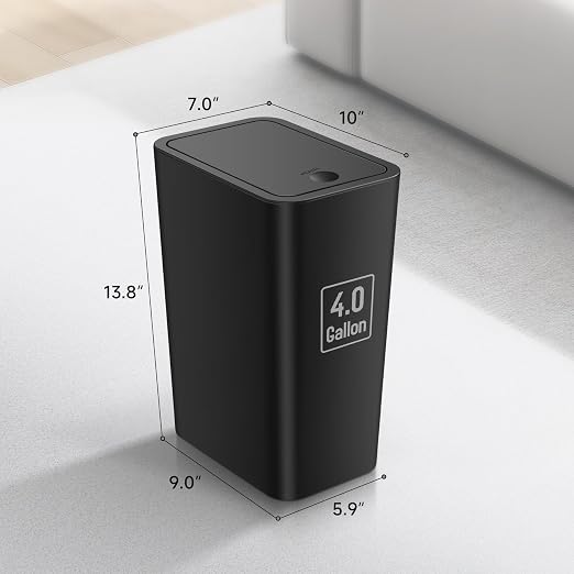 TIPGO Bathroom Trash Can with Lid, 4 Gallon / 15 Liter Small Garbage Can - Image 6
