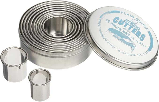 Ateco Plain Edge Round Cutters in Graduated Sizes, Stainless Steel by Ateco