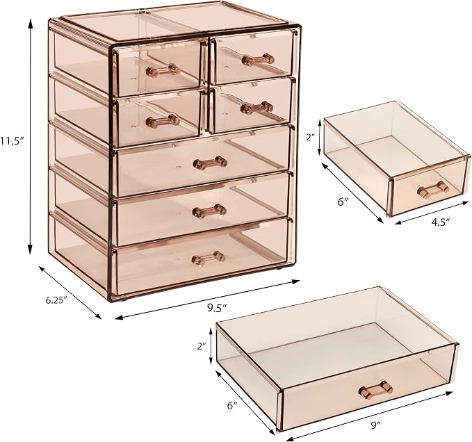 Sorbus Acrylic Makeup Organizer Set, 7-Drawer Vanity & Countertop Cosmetic - Image 3