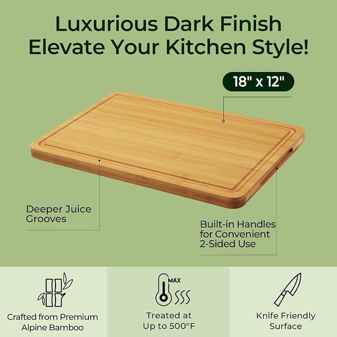 Keechee Kitchen Essentials Natural Bamboo Cutting Board XL - Image 3