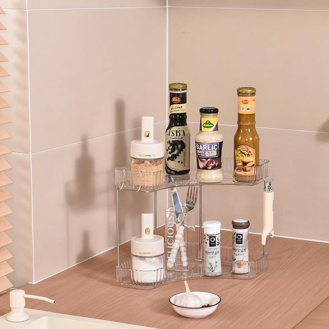 2-Tier Corner Bathroom Organizer Countertop - Image 6