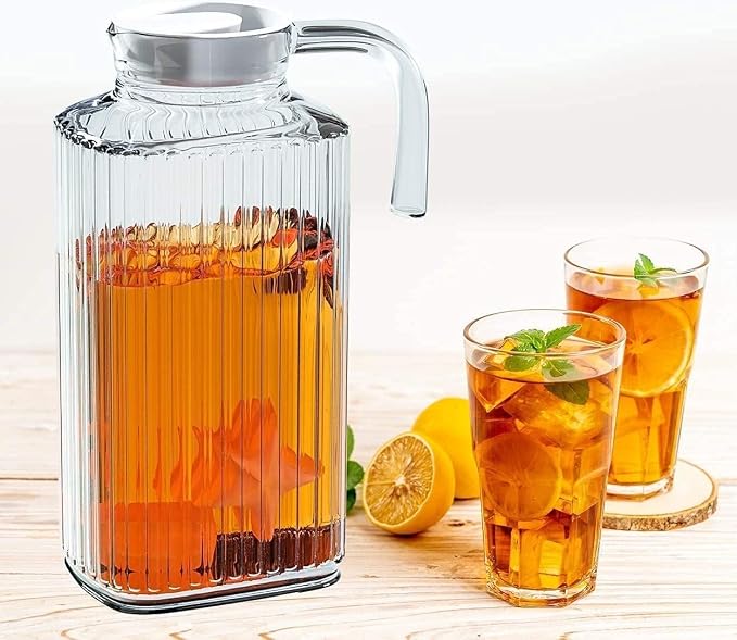 Fridge Pitcher Set of 2– 60 OZ. Glass Water Pitcher - Image 5