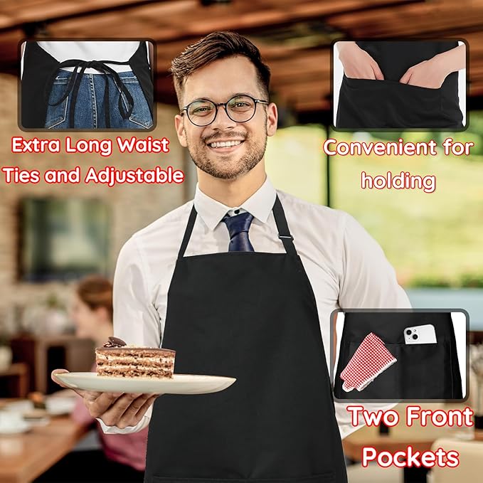 4 Packs Chef Apron, Adjustable Aprons - Image 5