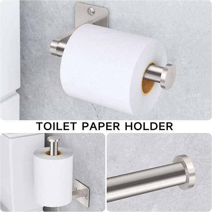 KLJKPA Brushed Nickel Bathroom Accessories Set, 4 Pieces Bathroom Hardware Set - Image 4