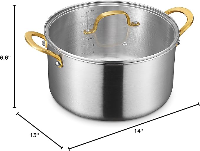 BEZIA 12 Quart 3-Ply Stainless Steel Stockpot, Soup Pot - Image 8