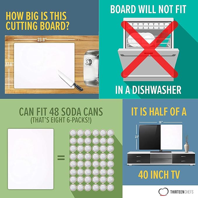Thick XL 24x18 Plastic Cutting Board 0.75 Inch Thick, Extra Large NSF - Image 5