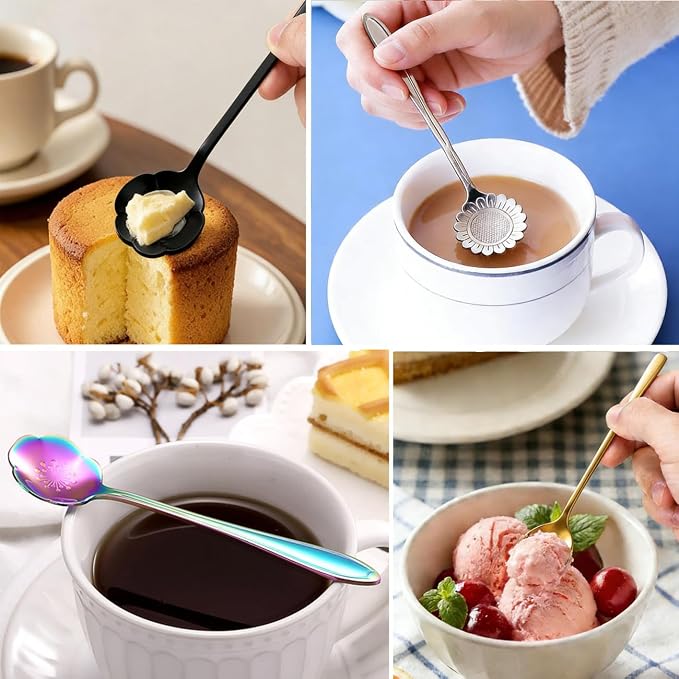 12 Pcs Flower Coffee Tea Spoons Set - Image 3