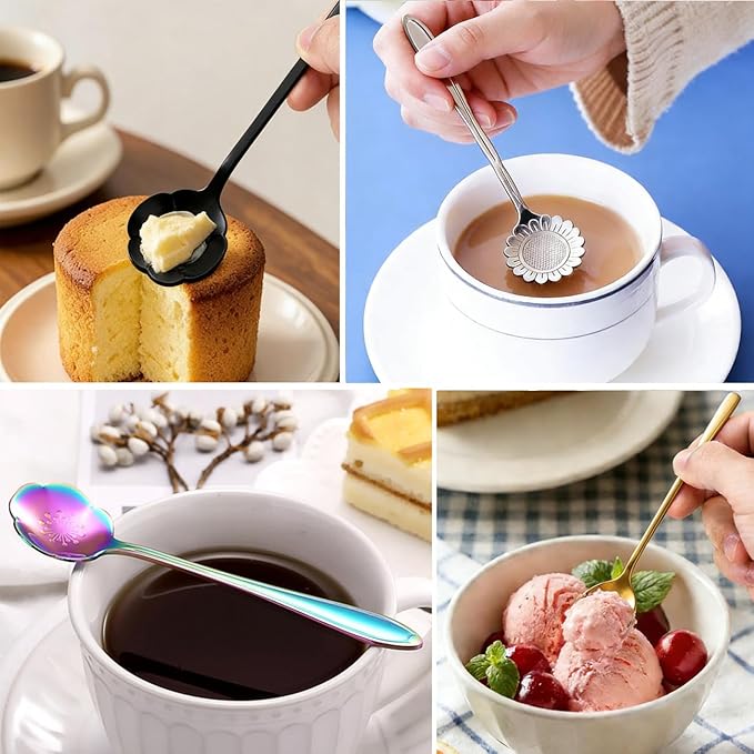 12 Pcs Flower Coffee Tea Spoons Set - Image 4
