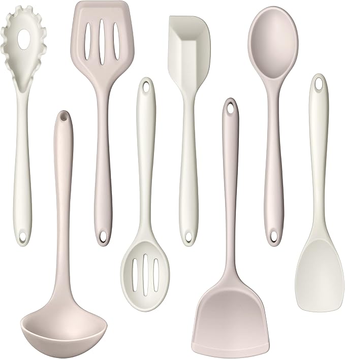 LIANYU 8Pcs Kitchen Utensils Set, Silicone Cooking Utensils Spatula Set by LIANYU