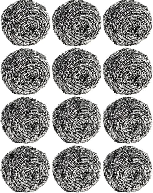 12Pcs Steel Wool Scrubber Pads for Cleaning Dishes, Sinks by Carrie+Joe