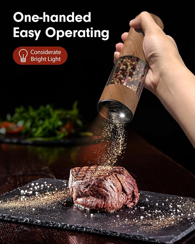 TOMEEM Upgraded Larger Capacity Electric Salt and Pepper Grinder Set - Image 2