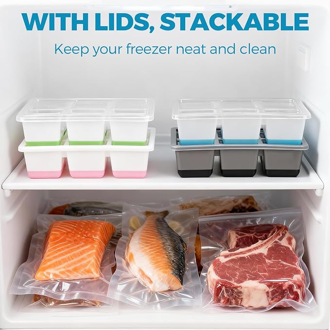 Large Ice Cube Trays 2 Pack, Easy Release 2.4" Super Big Ice Cubes, Stackable - Image 5