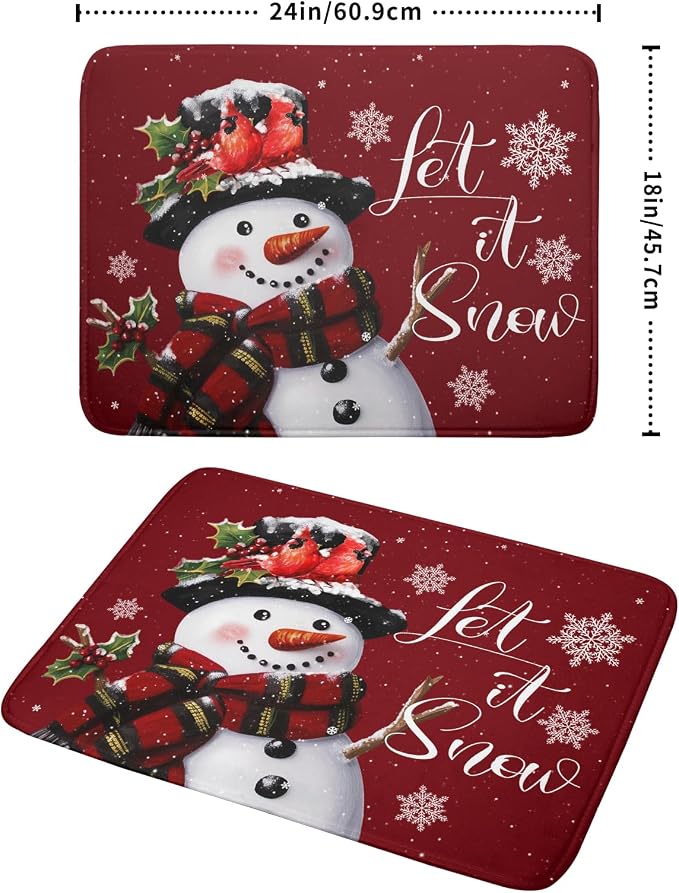 Christmas Dish Drying Mat for Kitchen Counter Snowman Let It Snow Microfiber - Image 2