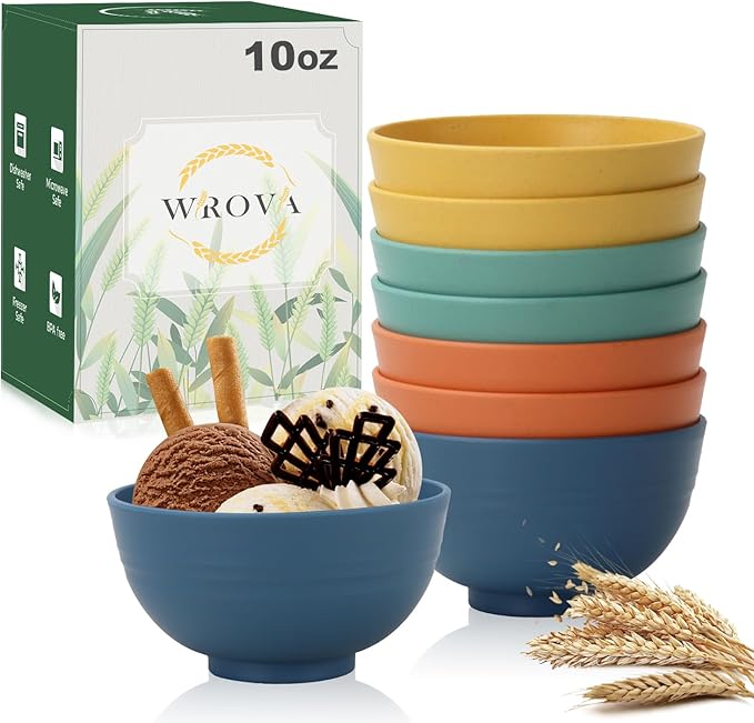 Wrova wheat straw small bowls 10oz set of 8 by WROVA