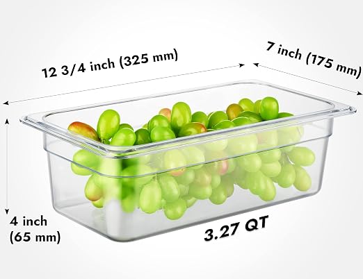 CURTA 6-Pack 1/3 Size 4" Deep NSF Polycarbonate Food Pans | Dishwasher & - Image 2