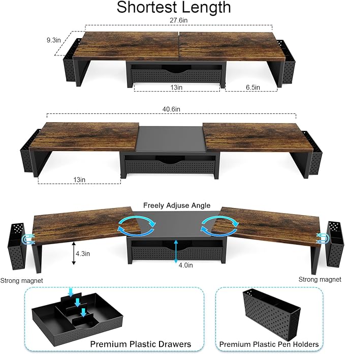 gianotter Dual Monitor Stand Riser, Desk Organizer - Image 6
