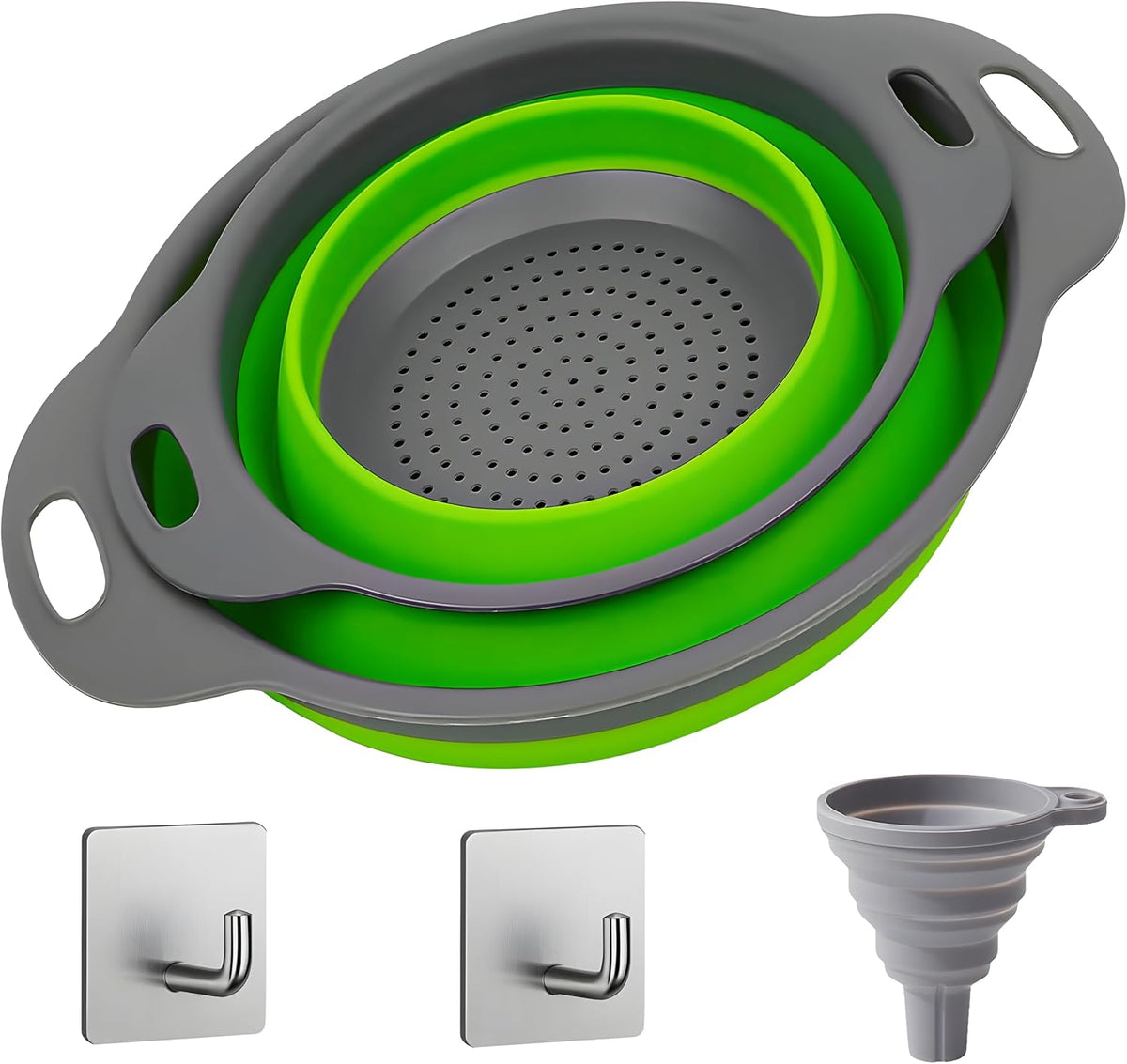 UVB Collapsible Colander Set, Space-Saving Foldable Kitchen Strainer