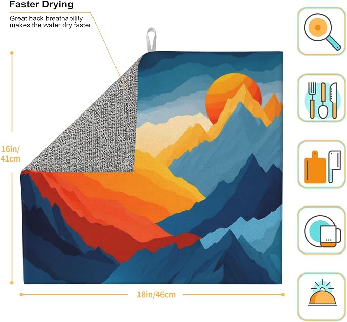 Colorful Mountains Sunset Dish Drying Mat - Image 2