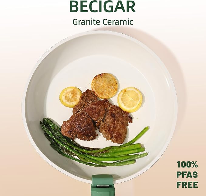 BECIGAR 23pcs Ceramic Pots and Pans Set, Nonstick Detachable Handle Cookware - Image 7