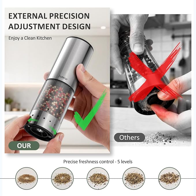 Rechargeable Electric salt and pepper grinder set - Image 4