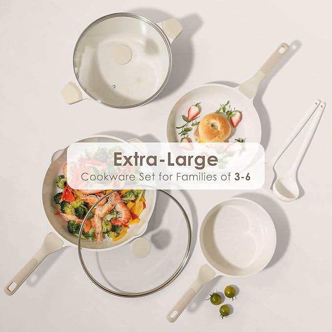 SENSARTE Nonstick Ceramic Cookware Set Large-Size 13-Piece, Healthy Pots and - Image 7