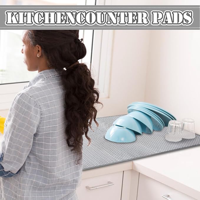 2 Pack Extra Large Microfiber Dish Drying Mat, 30 x 24 Inch Super Absorbent - Image 4
